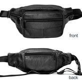 Real Leather Fanny Pack for Men & Women Large Cowhide 6 Zipper Pockets Belt Bag Multifunctional Waist Bag with Multiple Pockets, Ideal for Hiking, Running, Cycling & Travel